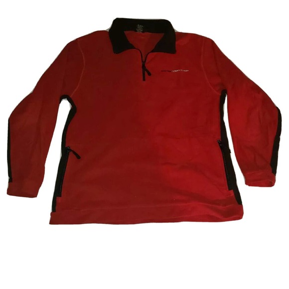 VINTAGE Nautica Competition Fleece Half Zip‎ Sweater Red Size Large - Picture 1 of 6